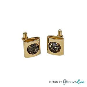 Vintage 5th Avenue Shields Gold Tone Rectangular Rhinestone Cufflinks